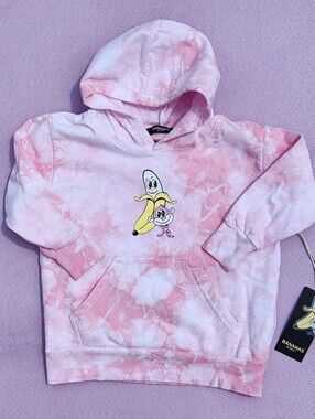 NWT Bananas Monkey 3T Pink Tie Dye Cotton Graphic Hoodie